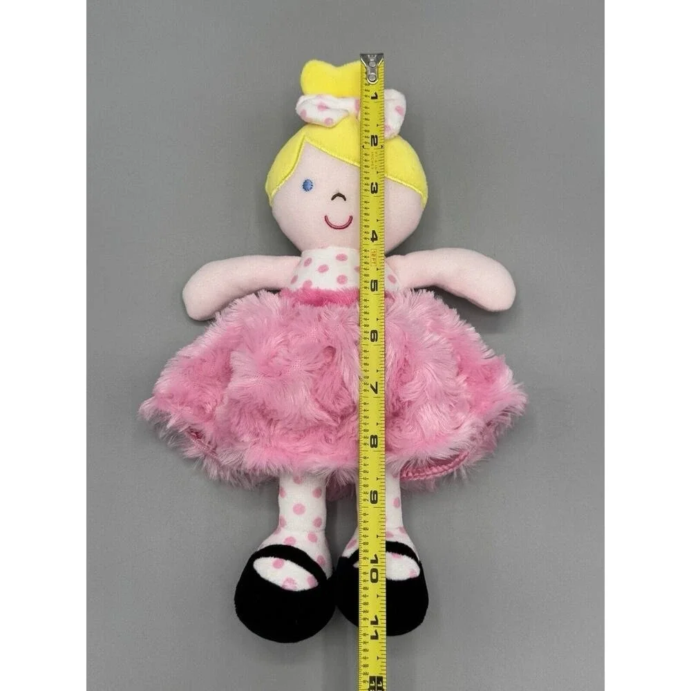 Okie Dokie Pink Plush Blonde Doll Rattle Polka Dots Swirl Skirt 10